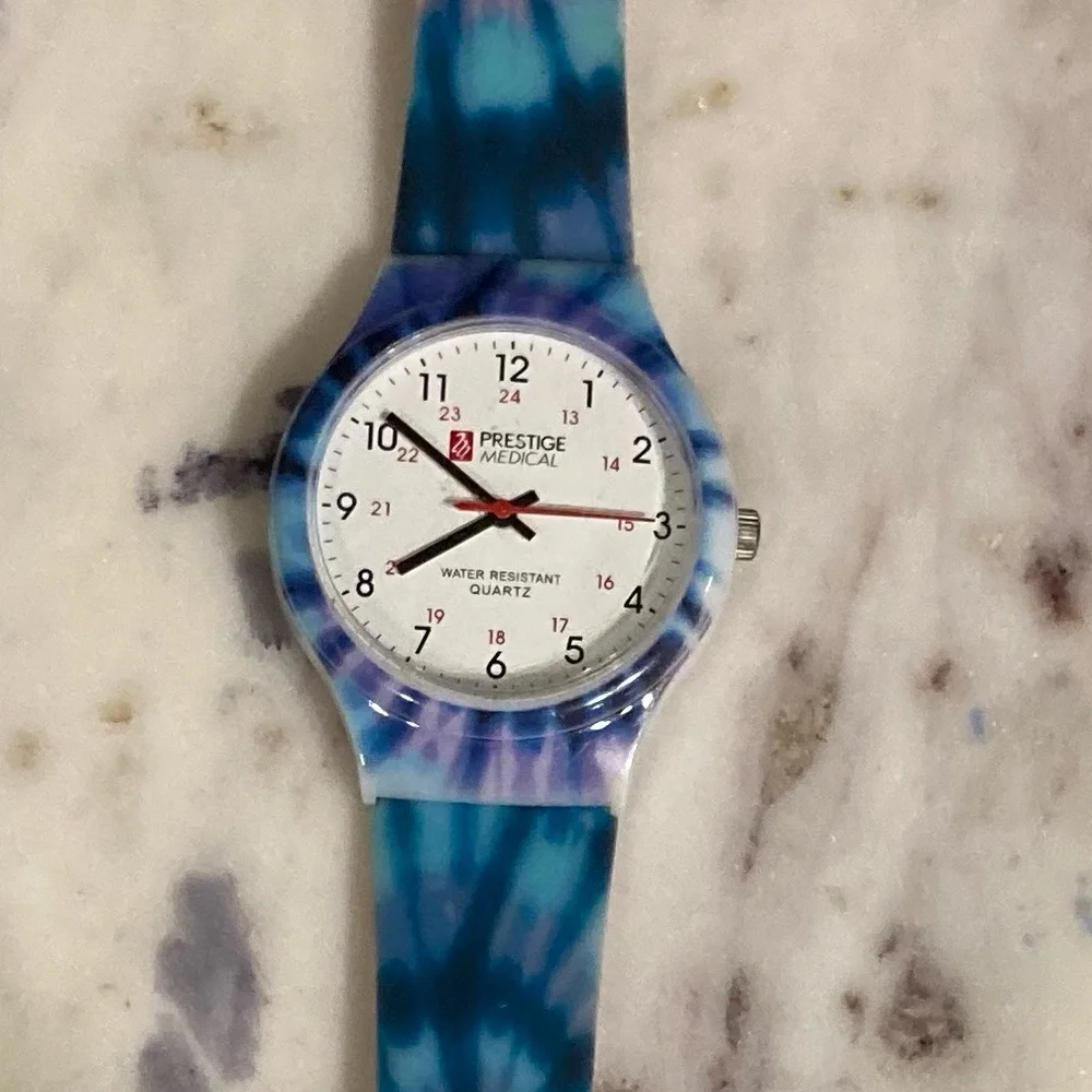 LOWEST🌸NWOT Prestige Medical Water Resistant Quartz Tie Dye Design Watch - Picture 1 of 7